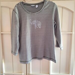 Chico SZ1 Striped Gray and White W/Elephant Embellished